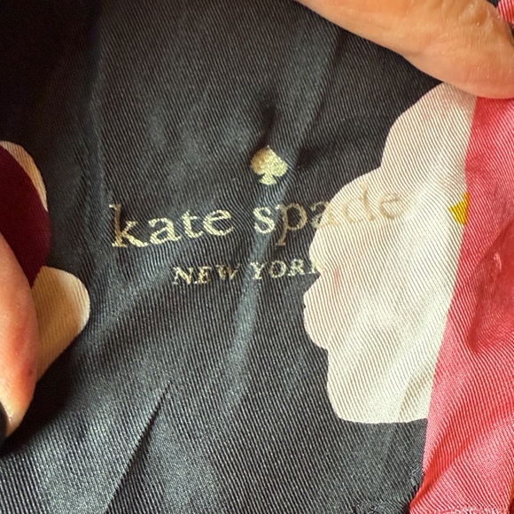 Kate Spade Cherry Blossom Silk Scarf Black & Pink - Picture 12 of 12